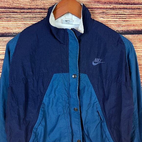 Vintage 1990s Nike White Tag Dark Blue Windbreaker Jacket - Picture 2 of 7